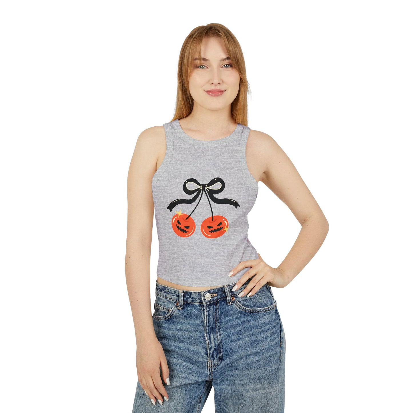 Halloween Jack-o’-Lantern Cherry Racer Tank Top