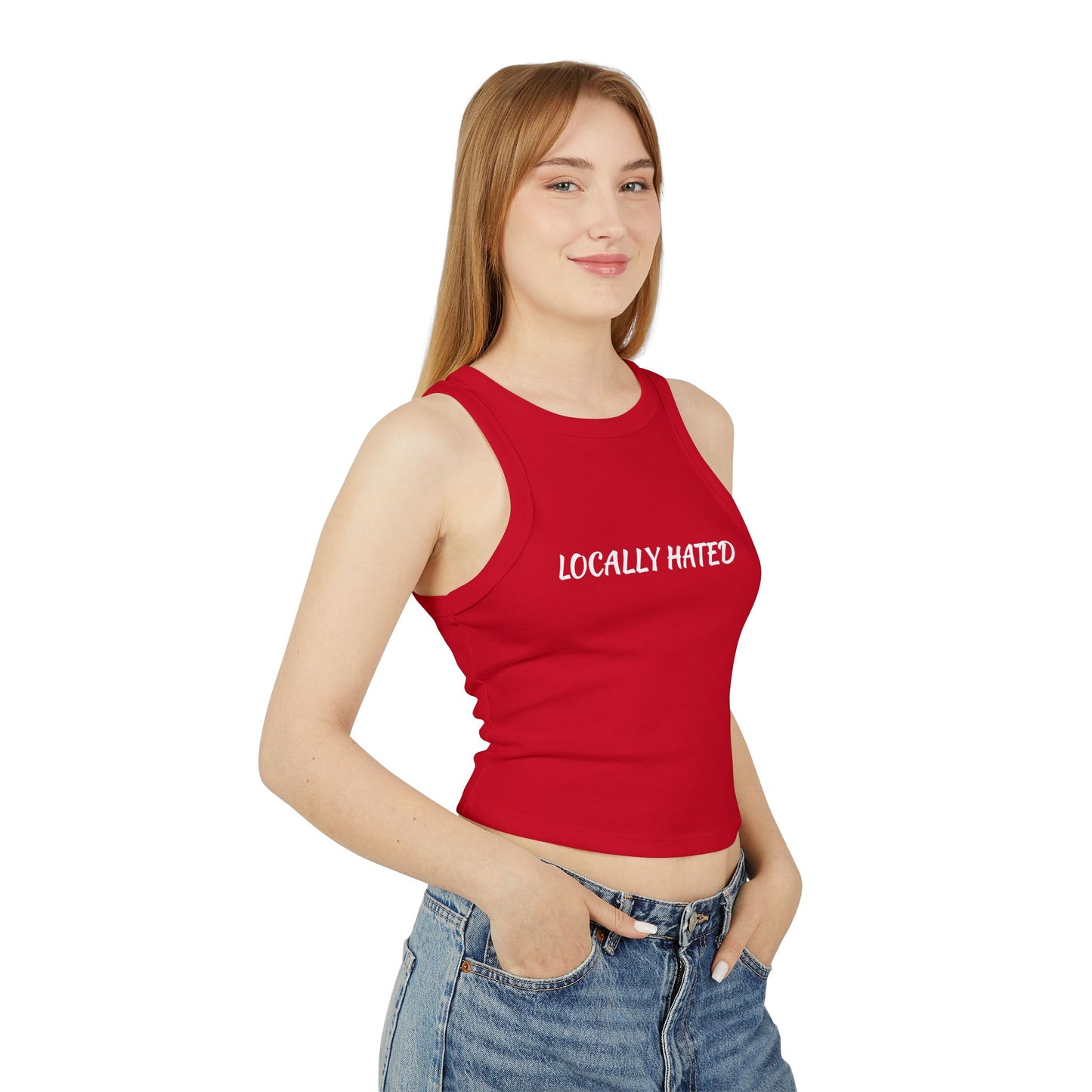 Locally Hated Racer Tank Top — Women's Micro Rib Cropped Tank