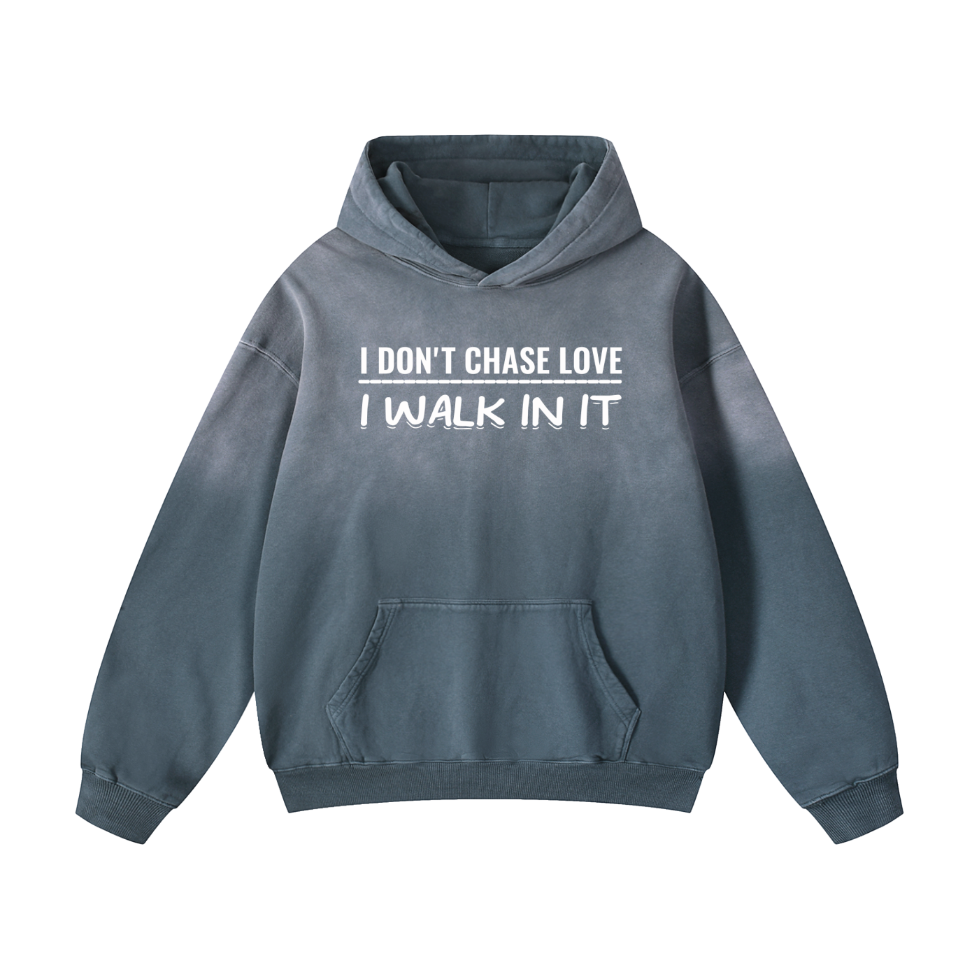 I Don't Chase Love - Heavyweight Sun Faded Oversized Hoodie