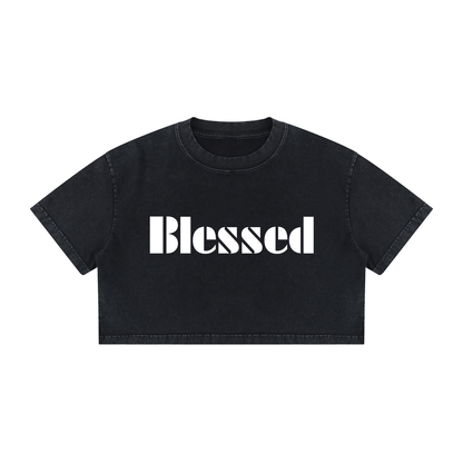 Women's Mineral Wash Cotton Crop T-Shirt